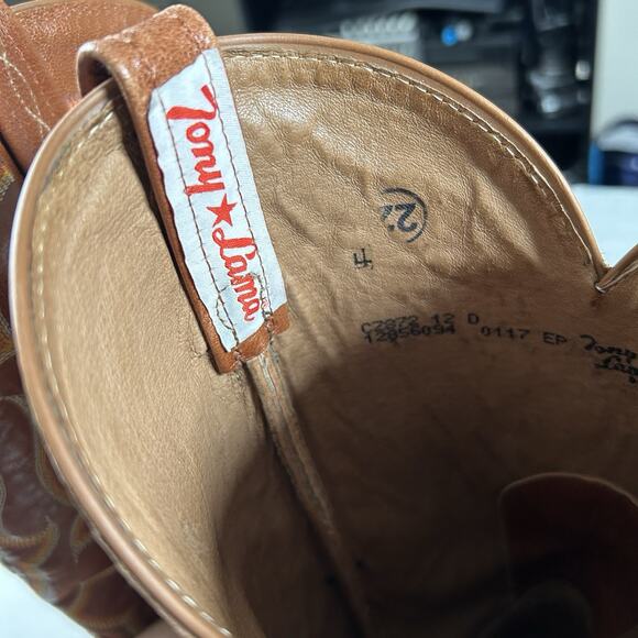 Tony Lama Smooth Quill Ostrich Cowboy Boots Mens Size 12 Western Brown Tan Shoes